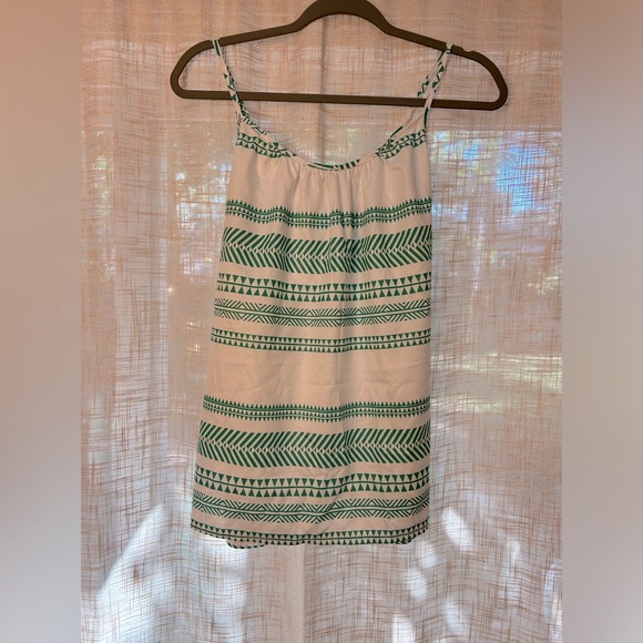 Green and White Lightweight Geometric Striped Tank Top. - Picture 9 of 10